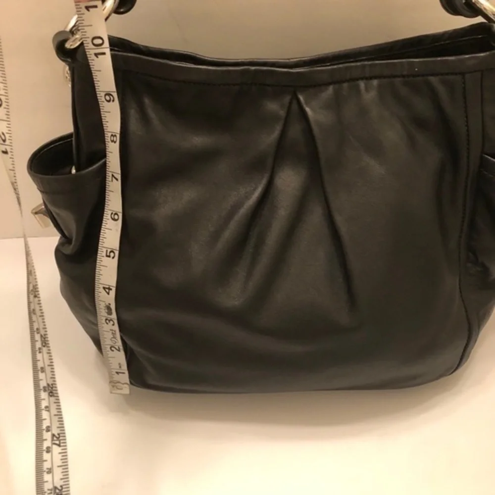 Coach black leather Parker hobo pleaded bag